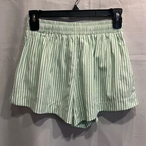 Princess Polly Beach House Shorts Green White Stripes Size 4